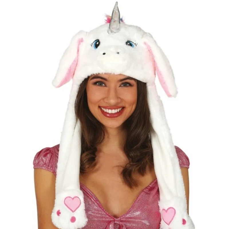 Wackelohr-Mütze Weißes Einhorn mit beweglichen Ohren
