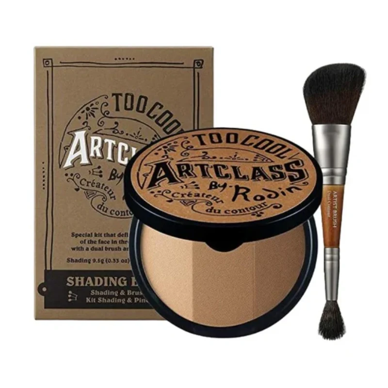 [Self-operated] South Korea TOO COOL FOR SCHOOL Cool Art Classroom New Edition Three-color Contouring Powder Shadow Palette #01 CLASSIC Classic Brown 9.5g Profile Nose Shadow Shadow with Double-headed Brush