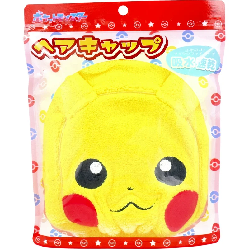 [Self-operated] Japan Santan Pokemon Fiber Dry Hair Cap Pikachu 1 Pack Water-absorbent Quick-drying Fluffy Hair Cap