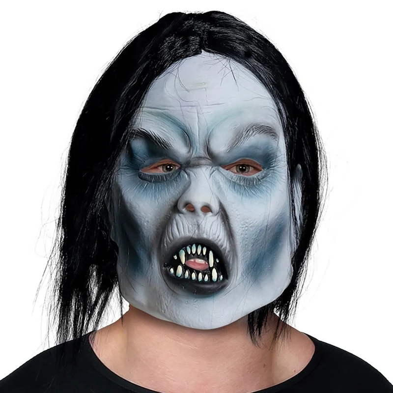 Vampir Latex Maske mit Haaren