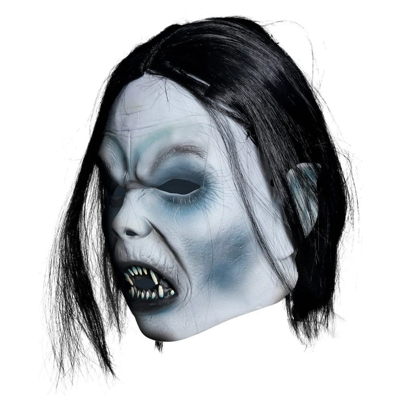 Vampir Latex Maske mit Haaren
