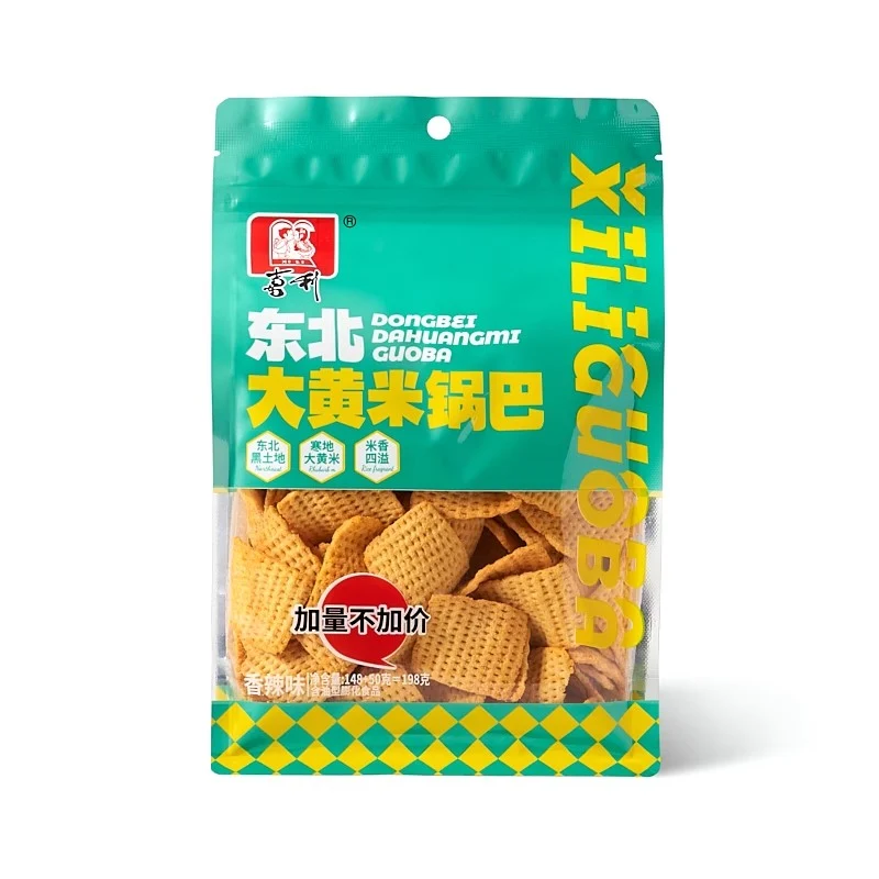 [Self-operated] China Xili Northeast Rhubarb Rice Crisp Spicy Flavor 198g Internet celebrity office snack crispy rice cracker puffed food