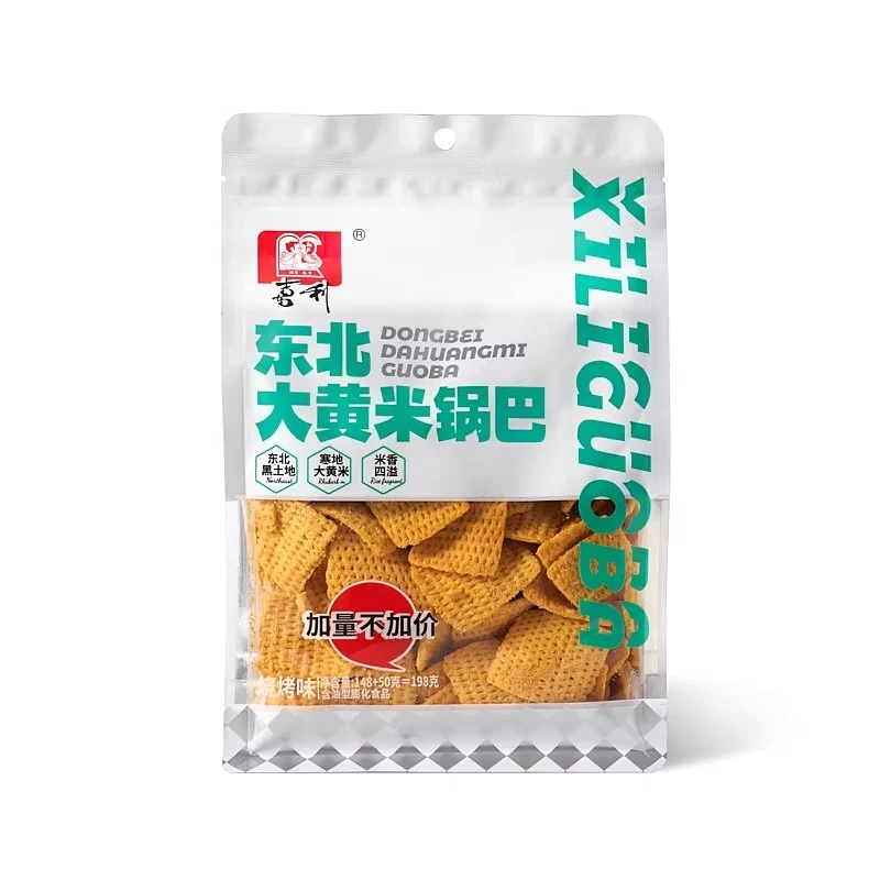 [Self-operated] China Xili Northeast Rhubarb Rice Crisp Barbecue Flavor 198g Internet celebrity office snack crispy rice cracker puffed food