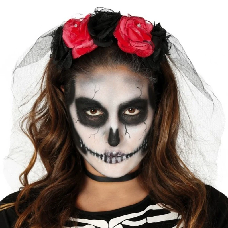 Zweifarbige Catrina Haarreif mit Schleier