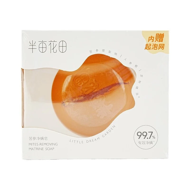 【Self-operated】China Little Dream Garden Half Acre Flower Field Sophora flavescens Mite Removal Soap 100g Mite Removal Cleansing Oil Control Soap Bath Handmade Soap Effective Mite Removal