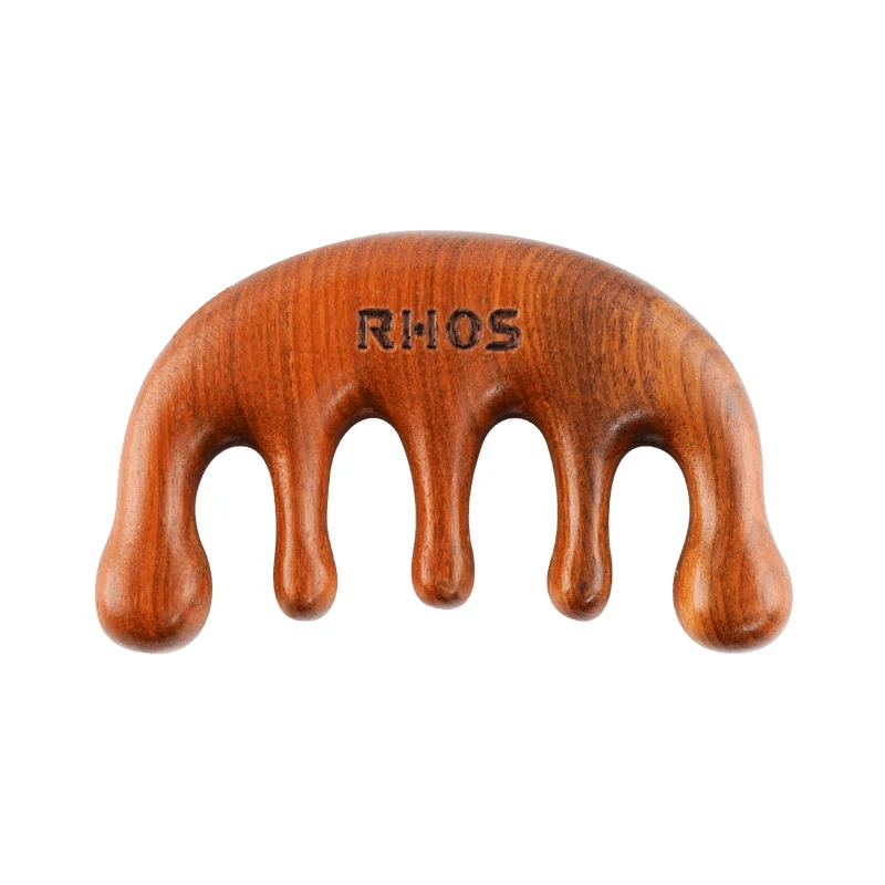 [Self-operated] China RHOS Gold Silk Sandalwood Multi-function Meridian Massage Comb Scraping Board Classic Five-head Comb Five-tooth Meridian Dredging Hair Growth and Decompression Artifact Sun Li Same Style