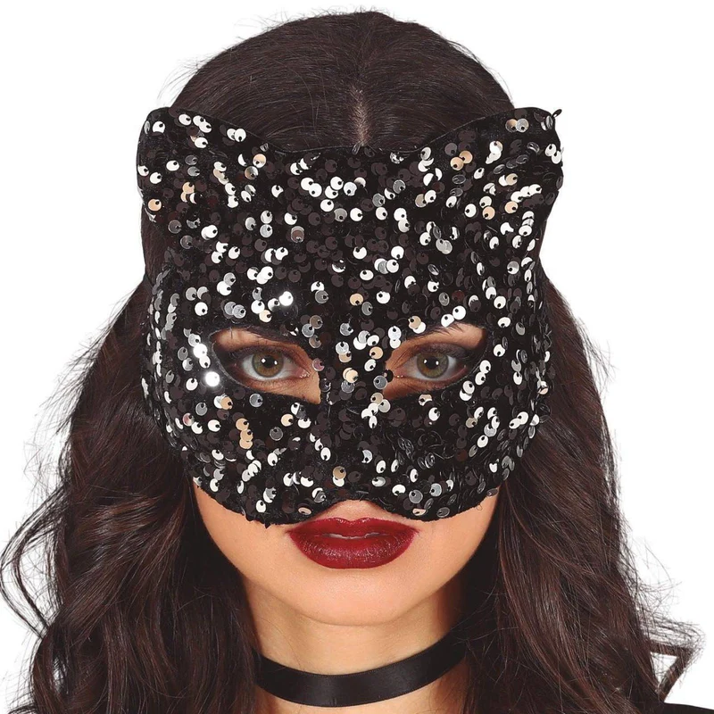 Katzenmaske mit Pailletten