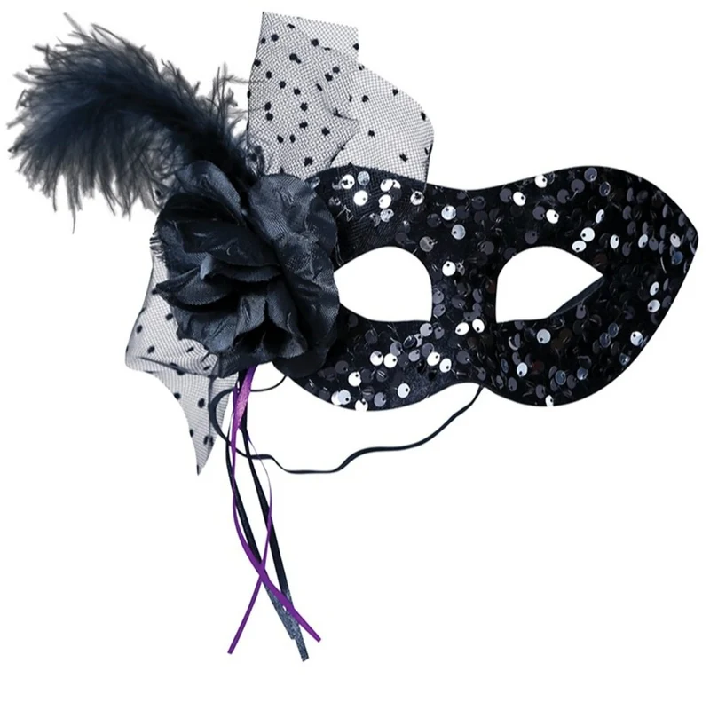 Schwarze und silberne Pailletten-Augenmaske