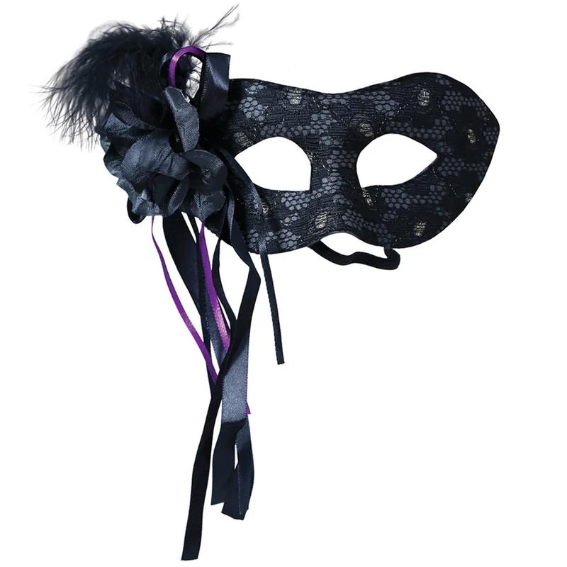 Schwarze Augenmaske mit Feder