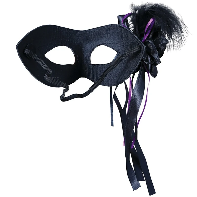 Schwarze Augenmaske mit Feder
