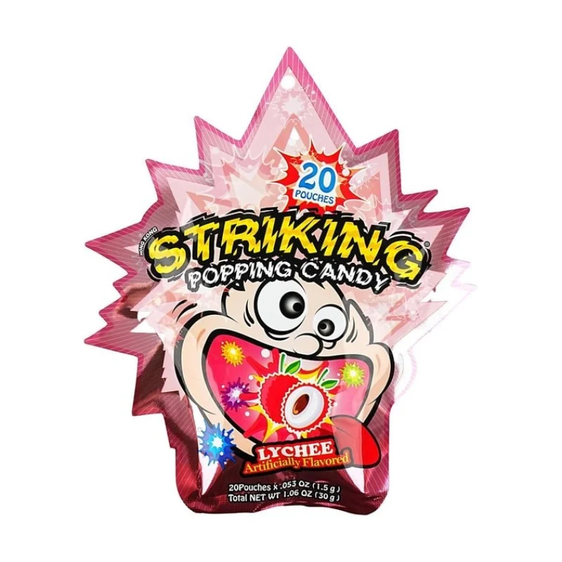 [Self-operated] STRIKING Popping Candy Exploding Candy Lychee Flavor 30g, Hong Kong, China, Internet celebrity candy, childhood nostalgic snacks, nostalgic cola explosion candy, wedding candy