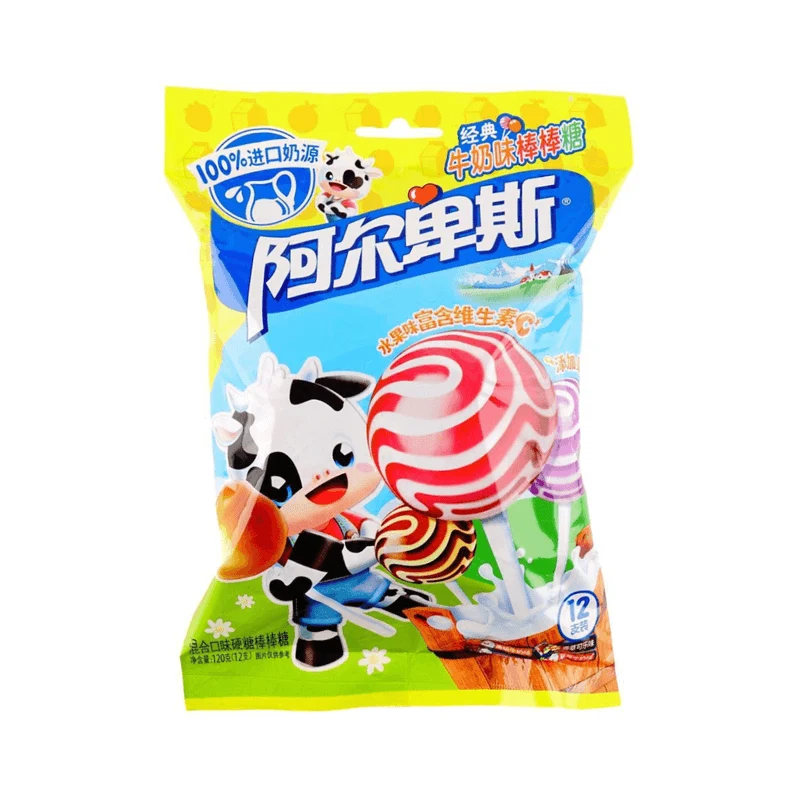 [Self-operated] China AEBS Alps Mixed Flavor Hard Candy Lollipops 12 Pack 120g Internet Celebrity Fruit Toffees Children's Snacks Wedding Candy