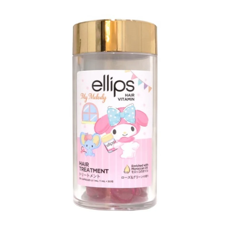 [Self-operated] Indonesia ELLIPS Yilishi Vitamin Hair Care Capsule Hair Oil Pink Melody 30 capsules to repair dyeing, perm, damage, dryness and split ends