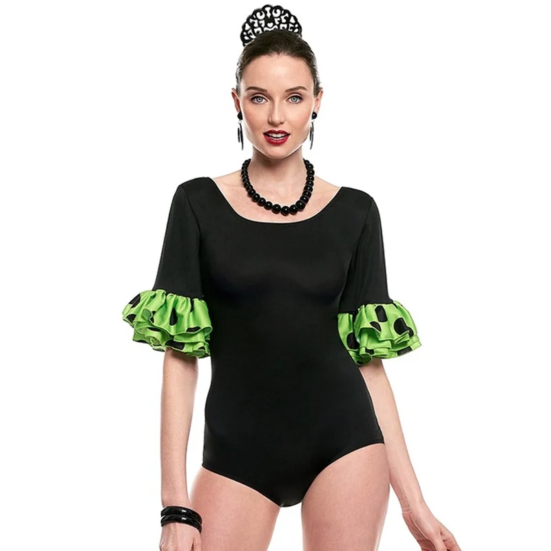 Schwarzer und Grüner Flamenco-Body