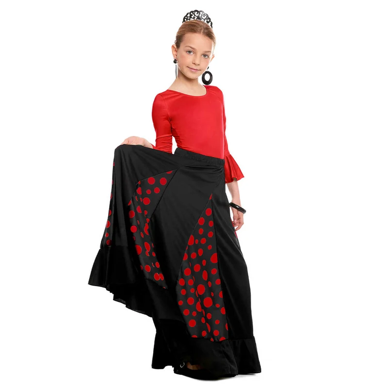 Schwarzer und roter Flamenco-Rock mit Kielen für Kinder