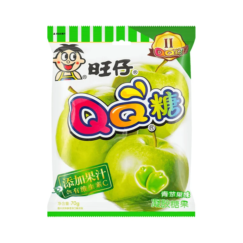 【Self-operated】China Want Want Want QQ Candy Green Apple Flavor 70g Gummy Candy Fruit Juice Soft Candy Kindergarten Children's Festival Candy Sharing Snacks
