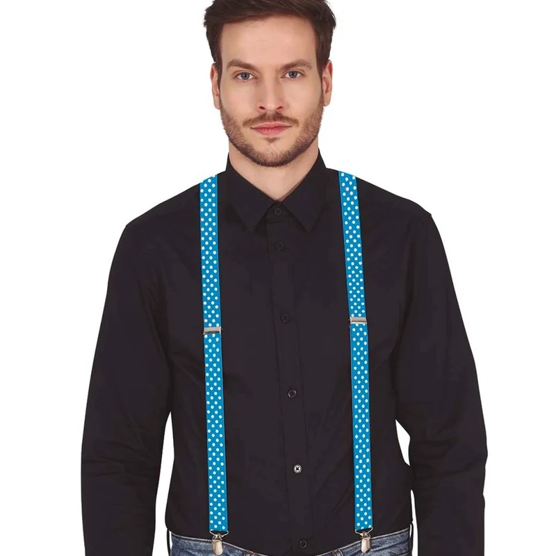 Blaue Hosenträger mit Punkten