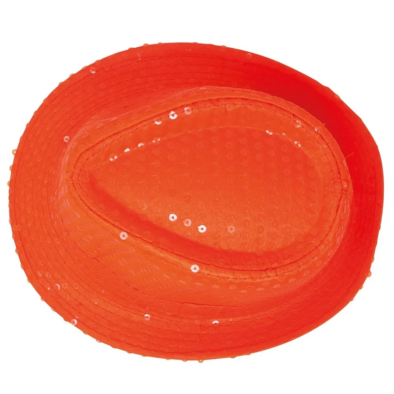 Orangefarbener Pailletten-Gangsterhut Eco