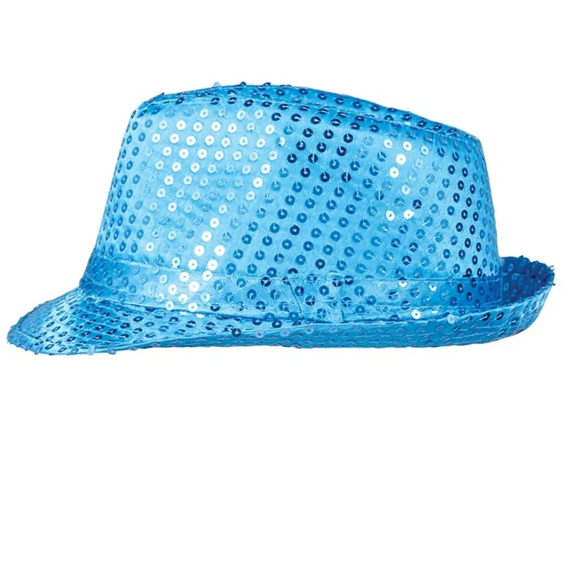 Hellblauer Pailletten-Gangsterhut Eco