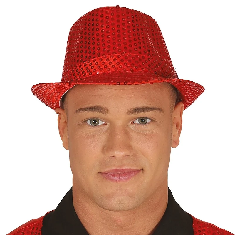 Roter Pailletten-Gangsterhut Eco