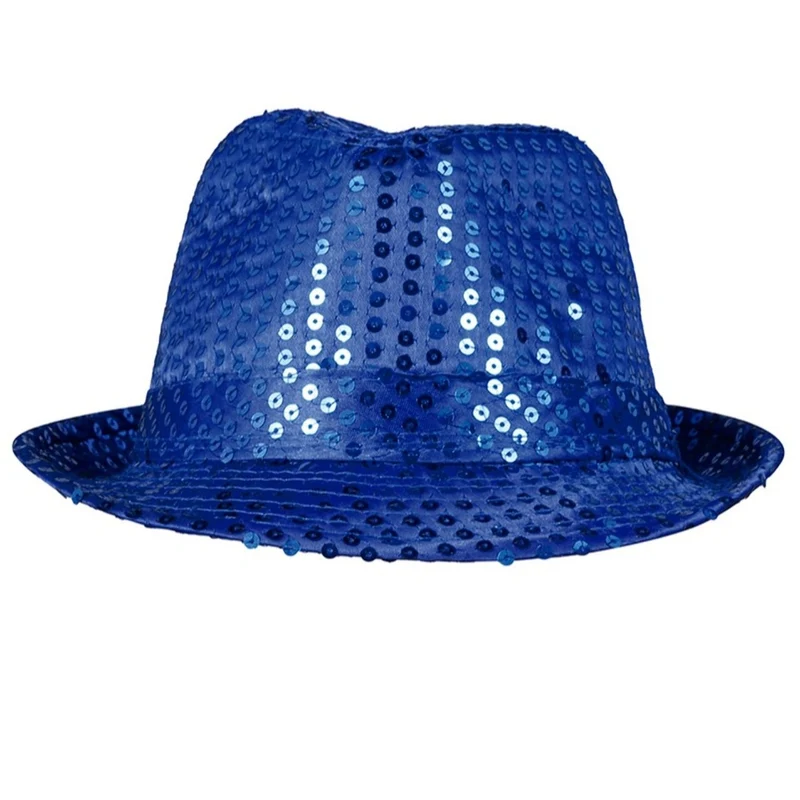 Blauer Pailletten-Gangsterhut Eco