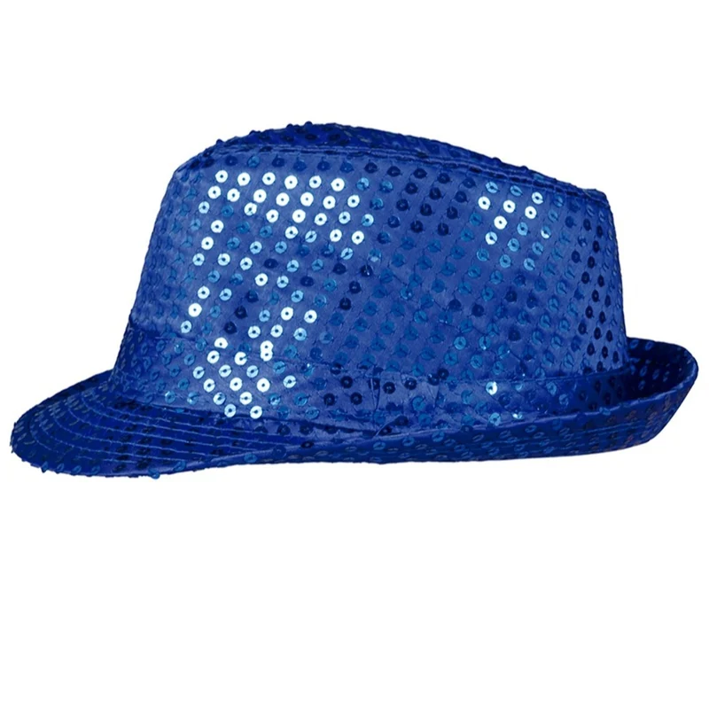 Blauer Pailletten-Gangsterhut Eco