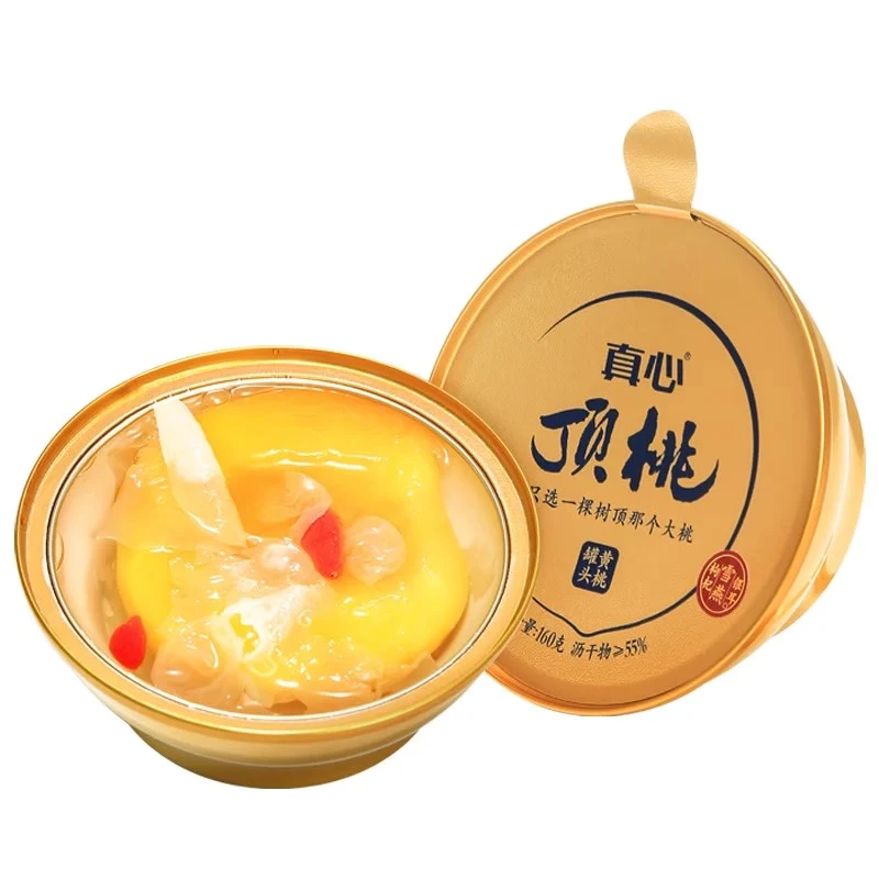 【Self-operated】China CANNED FOOD True Heart Golden Bowl Peach Canned 160g Ready-to-eat Canned Fruit Peach Rock Sugar Wolfberry Tremella Canned Drink