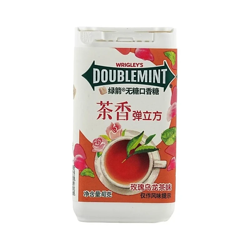 [Self-operated] China WRIGLEY'S DOUBLEMINT Green Arrow Sugar-free Chewing Gum Tea Fragrance Cube Rose Oolong Flavor 40g Breath Fresh Kissing Mouth Lozenges Refreshing Candy Snacks