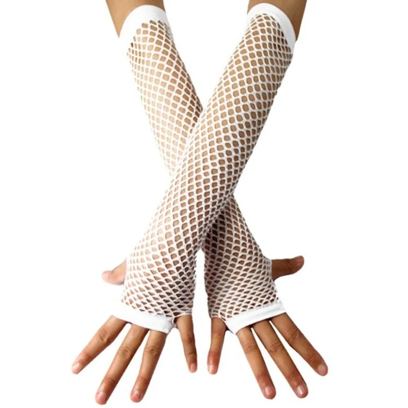 Lange Netz-Handschuhe in Weiß