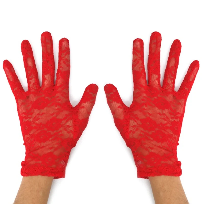 Rote Spitzenhandschuhe