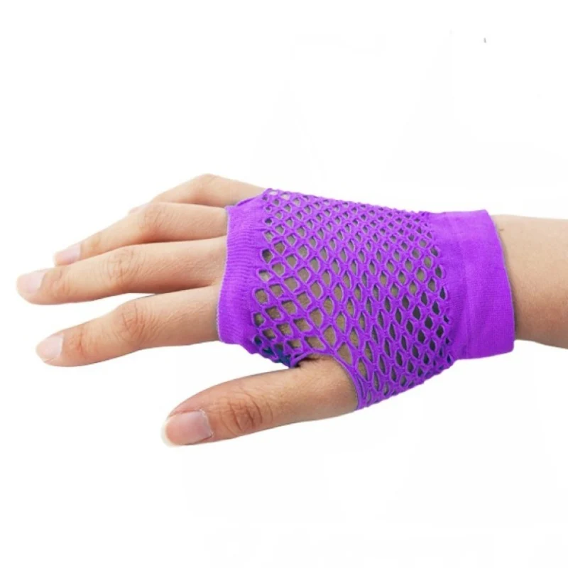 Kurze violette Netz-Handschuhe