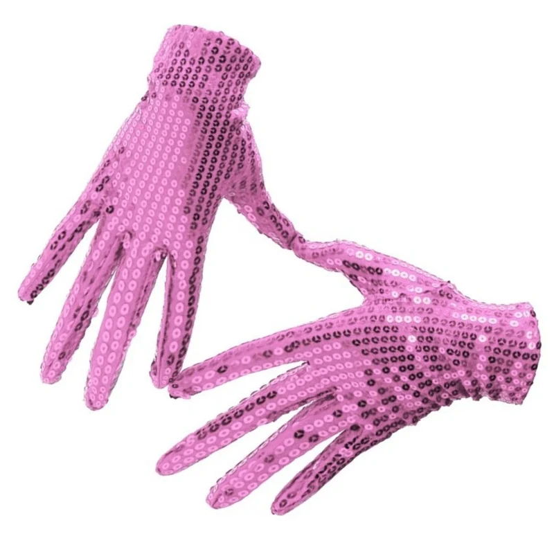 Rosa Pailletten-Handschuhe