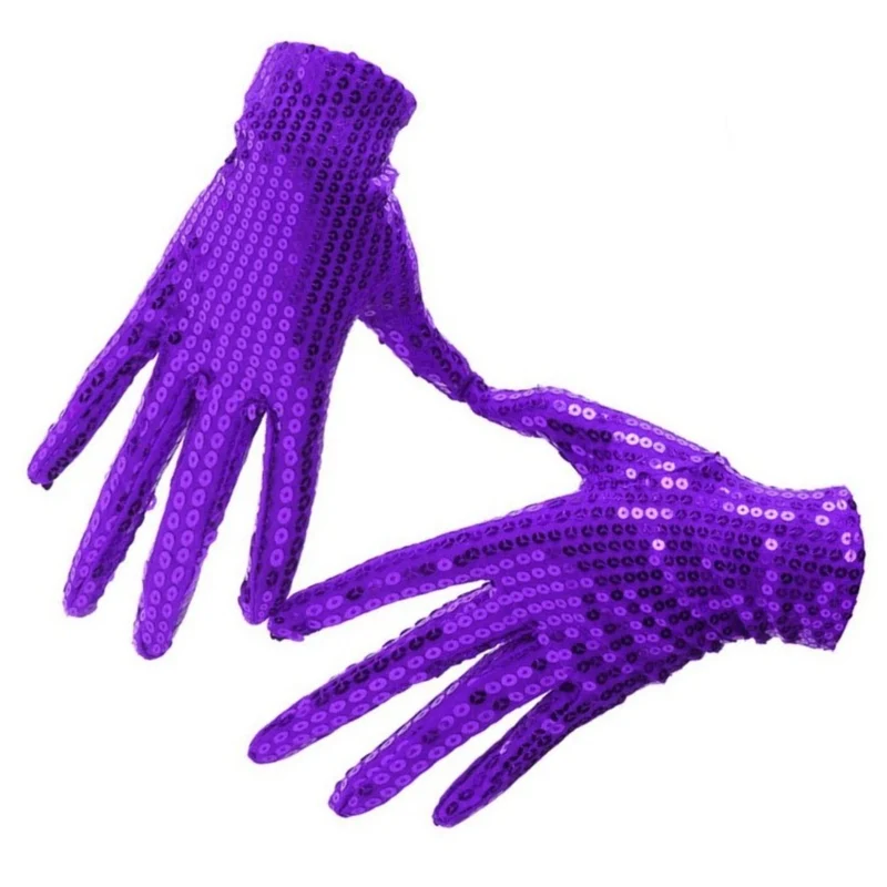 Violette Pailletten-Handschuhe