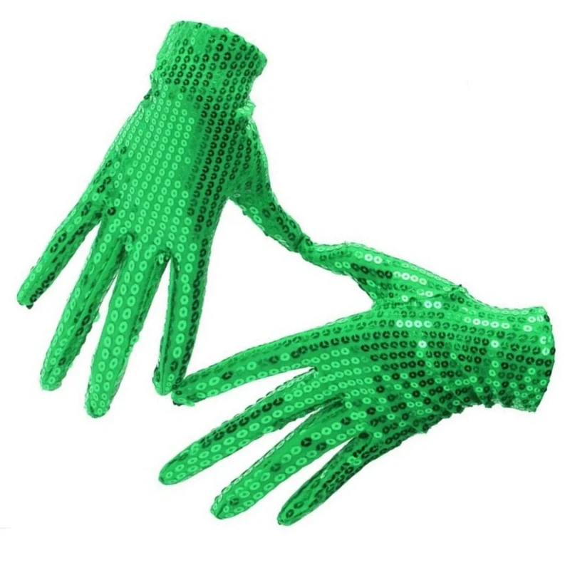 Grüne Pailletten-Handschuhe