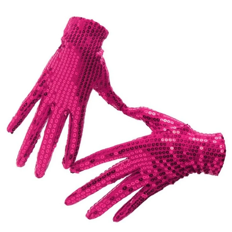 Fuchsiafarbene Pailletten-Handschuhe