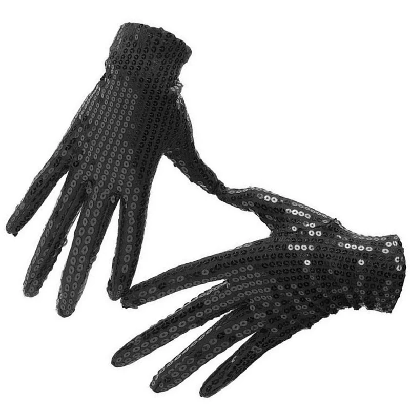 Schwarze Pailletten-Handschuhe