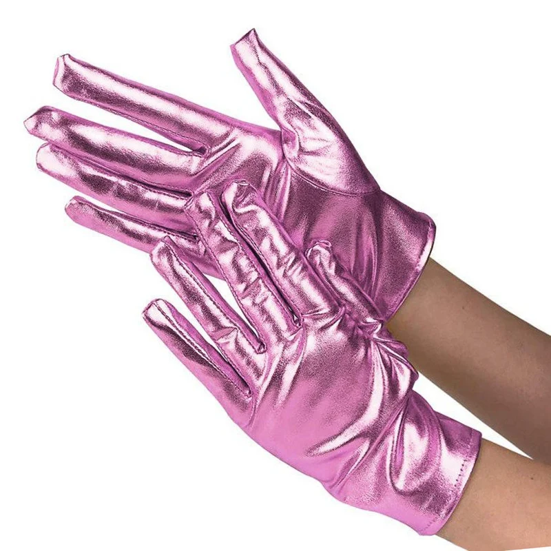 Rosa Metallic-Handschuhe