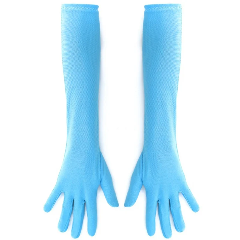 Lange Hellblaue Eco-Handschuhe