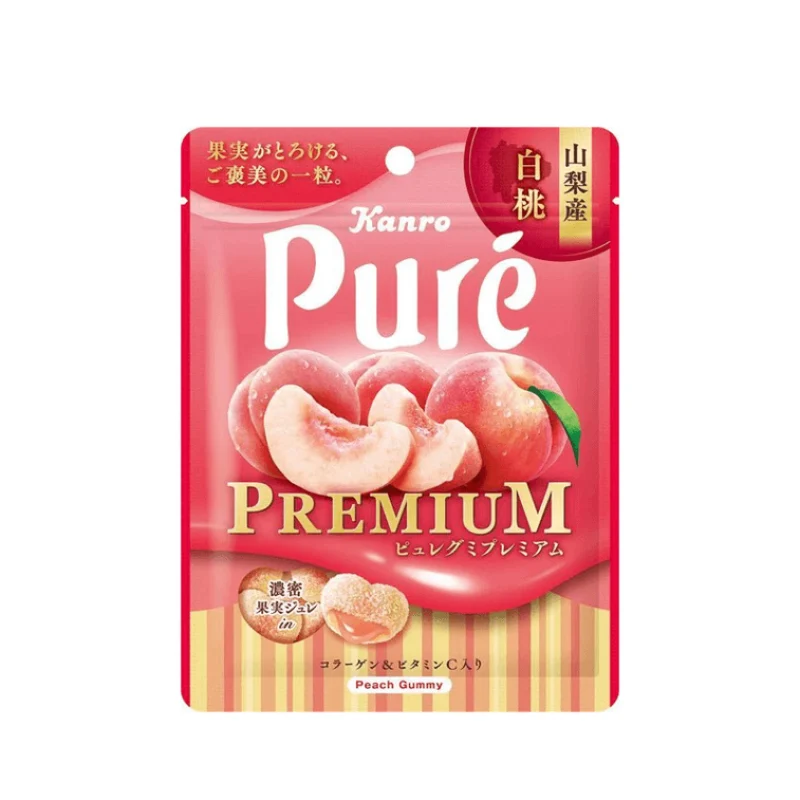 [Self-operated] Japan KANRO Pure Yamanashi Prefecture Fruit Juice Gummy Vitamin C Love Gummy White Peach Flavor Gummy 54g