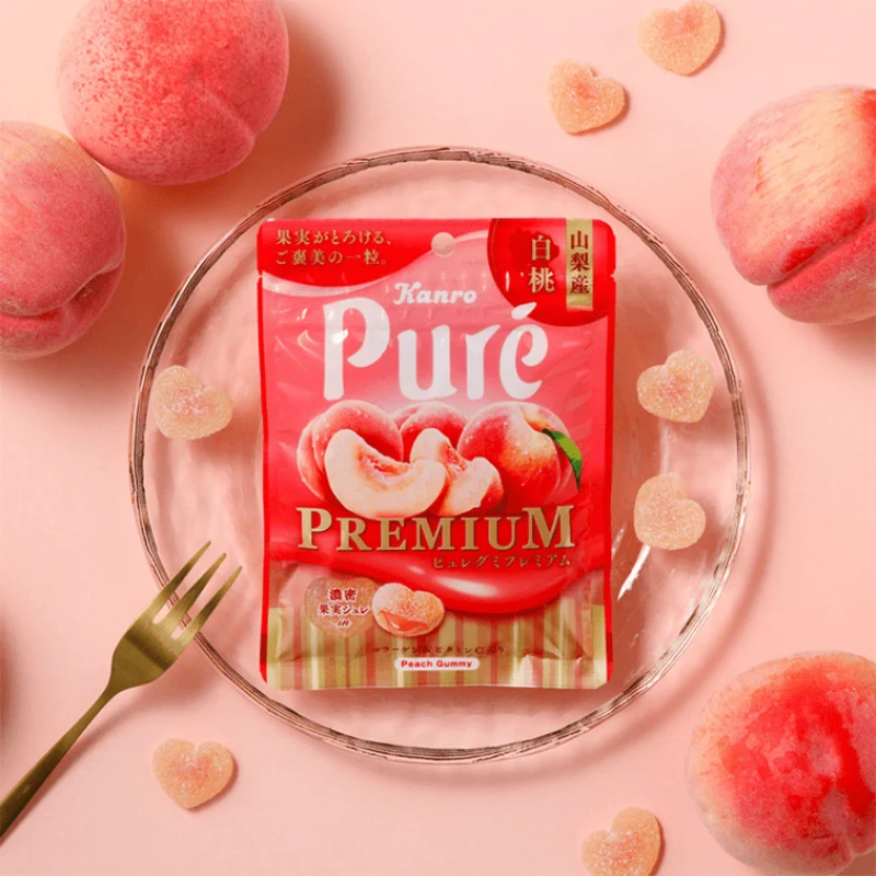 [Self-operated] Japan KANRO Pure Yamanashi Prefecture Fruit Juice Gummy Vitamin C Love Gummy White Peach Flavor Gummy 54g