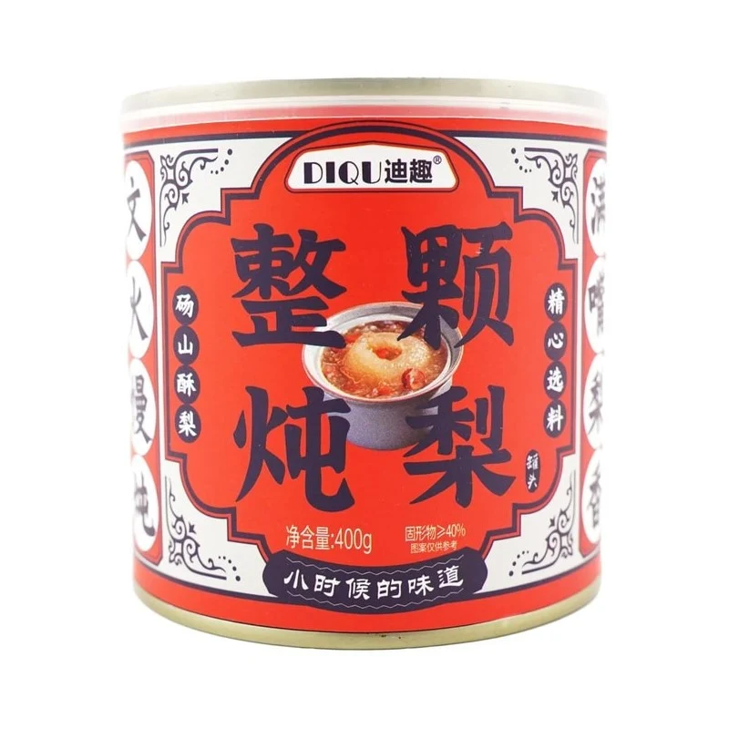 [Self-operated] China DIQU Diqu U Season Whole Stewed Pear 400g Fragrant, soft and sweet, melts in the mouth, refreshing and soothing throat, snow pear soup, wolfberry and white fungus soup dessert