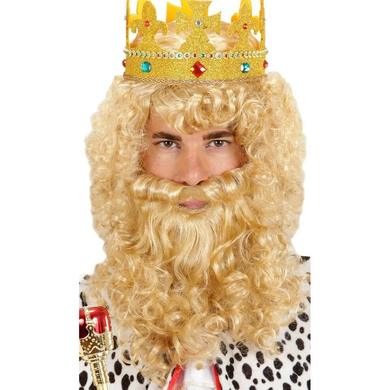 König Perücke und Bart blond