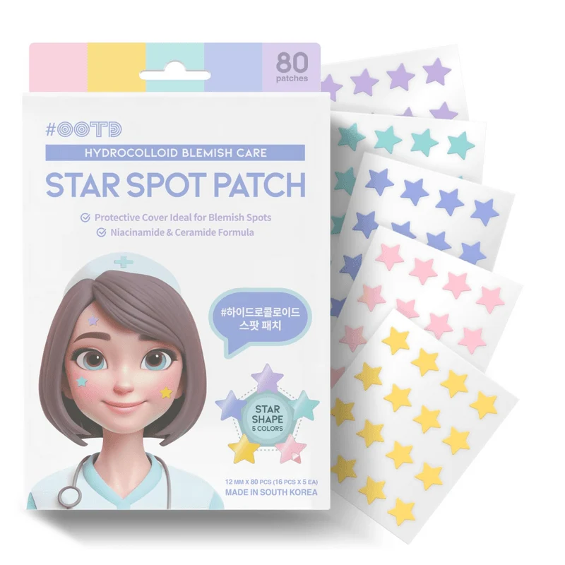 [Self-operated] Korean OOTD Little Star Macaron Color Acne Patch 80 Pieces Medical Grade Skin-friendly Patch Heals Blemishes and Repairs Red and Black Spots