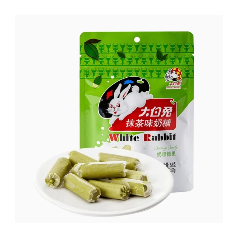[Self-operated] China WHITE RABBIT White Rabbit Matcha Flavored Milk Candy 58g/bag Children's leisure candy snacks wedding candy festival essential
