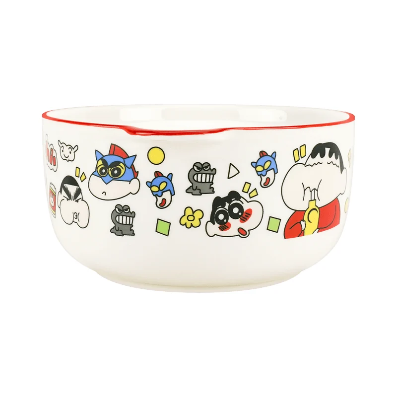 【Self-operated】China Crayon Shin-chan Ceramic Instant Noodle Bowl Instant Noodle Bowl Soup Bowl with Lid Microwaveable 650ml+450ml