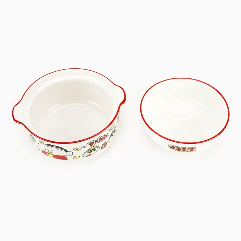 【Self-operated】China Crayon Shin-chan Ceramic Instant Noodle Bowl Instant Noodle Bowl Soup Bowl with Lid Microwaveable 650ml+450ml
