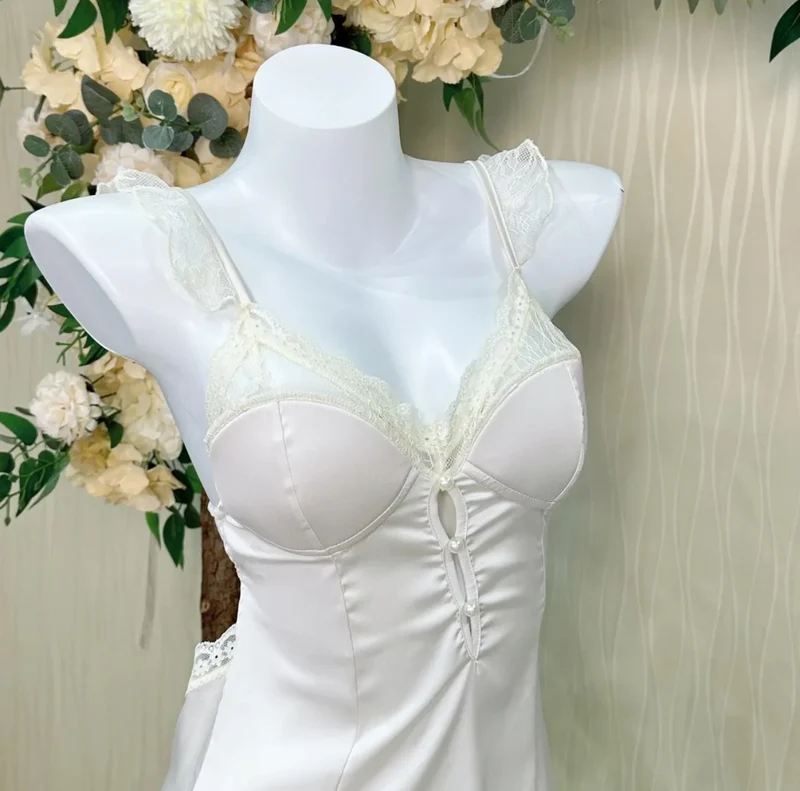 [US warehouse] Nightgown set women's pajamas sexy lace nightdress lace patchwork underwear new home clothes backless nightgown
