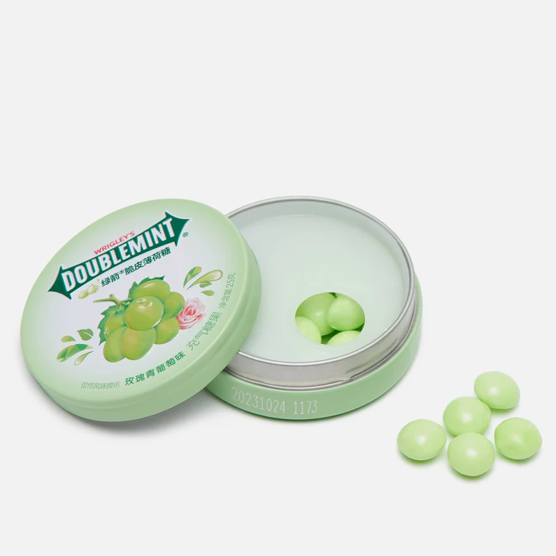 [Self-operated] China WRIGLEY'S DOUBLEMINT Green Arrow Crispy Soft Mint Candy Rose Green Grape Flavor 25g Iron Box Chewing Gum Breath Fresh Kissing Mouth Lozenges Refreshing Candy Snacks