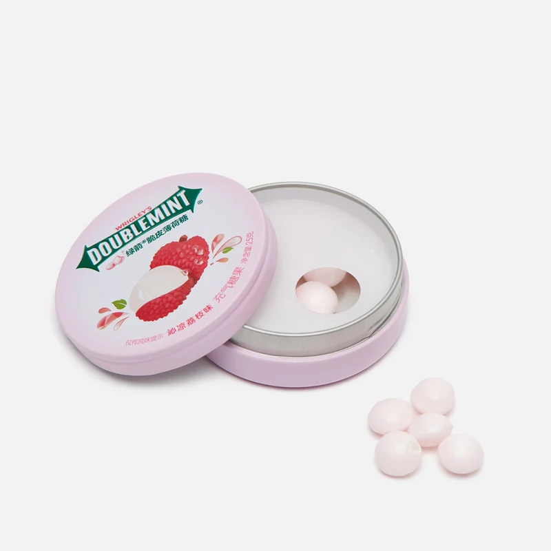 [Self-operated] China WRIGLEY'S DOUBLEMINT Green Arrow Crispy Soft Mint Candy Cool Lychee Flavor 25g Iron Box Chewing Gum Breath Fresh Kissing Mouth Lozenges Cool Candy Snacks