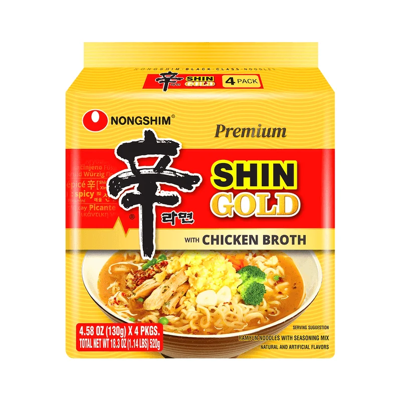 [Self-operated] China Nongshim Shin Ramen Chicken Soup Flavor Golden Series 4 Packs 130g*4 Packs Ramen Mixed Noodles Instant Noodles Instant Noodles